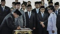Sejumlah pejabat hadir di pelantikan kepala daerah serentak di Istana Negara (Prabowo)