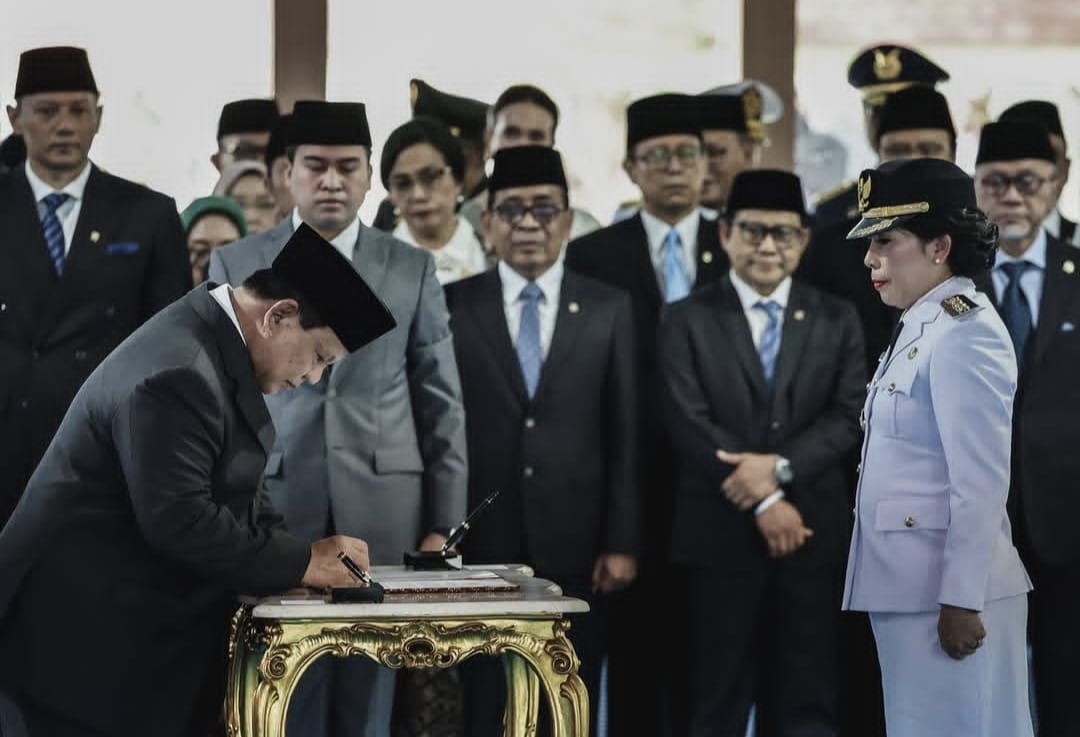 Sejumlah pejabat hadir di pelantikan kepala daerah serentak di Istana Negara (Prabowo)