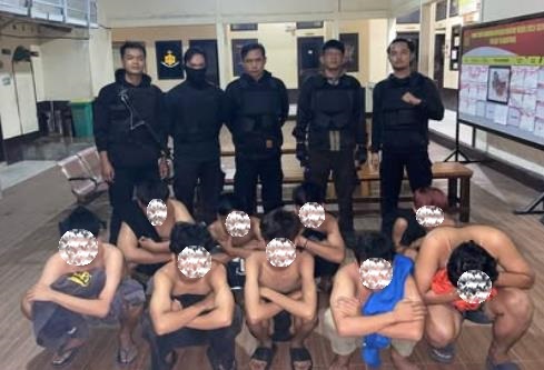 Polresta Jambi amankan 9 pemuda yang terlibat dalam kelompok berandalan bermotor di Kota Jambi