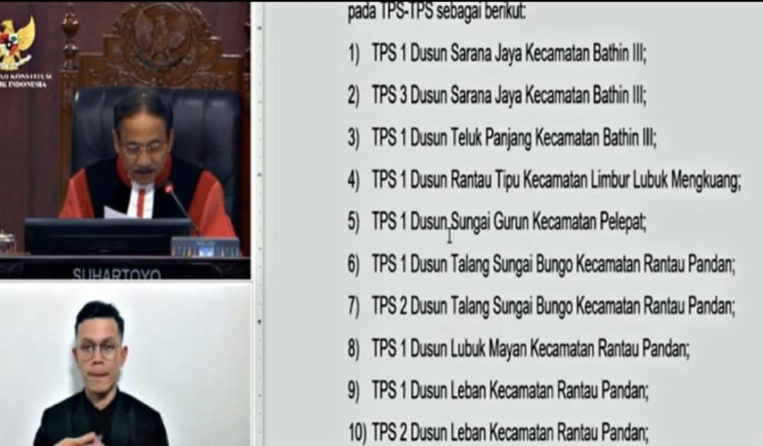 Mahkamah Konstitusi putuskan PSU di 21 TPS Kabupaten Bungo, Provinsi Jambi