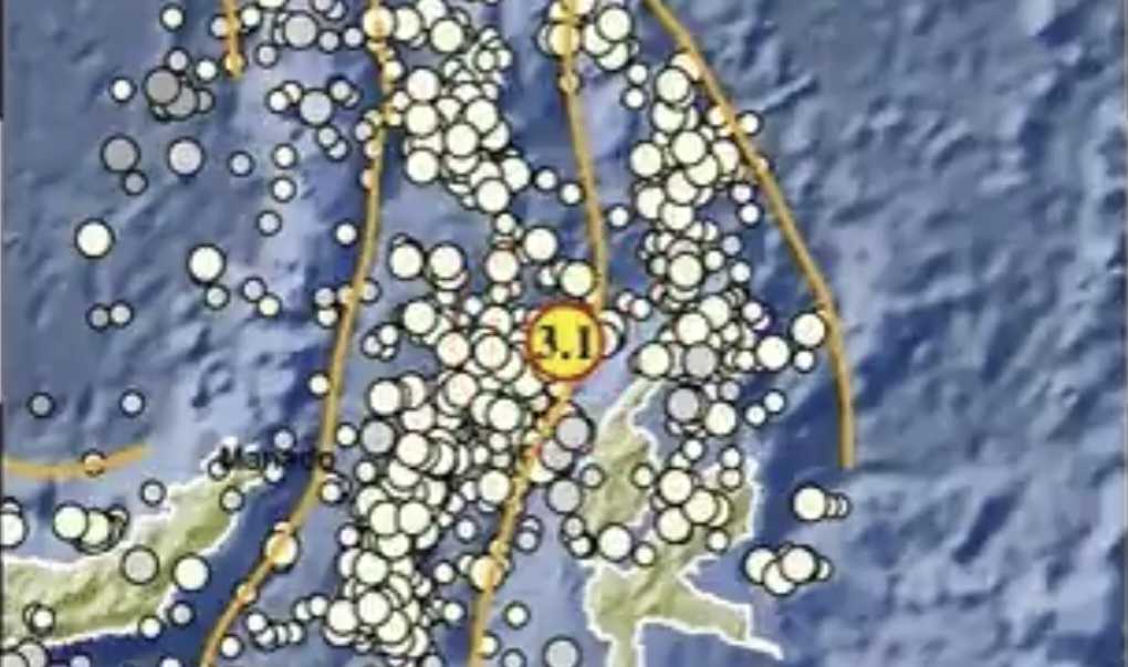 Informasi gempa yang ditunjukkan oleh BMKG di Kota Sungai Penuh, Jambi