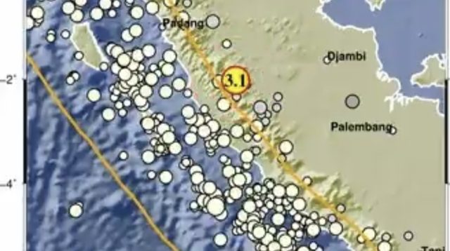 Laporan data gempa bumi Magnitudo 3,1 di Kabupaten Merangin, Jambi (poto:@infobmkg)
