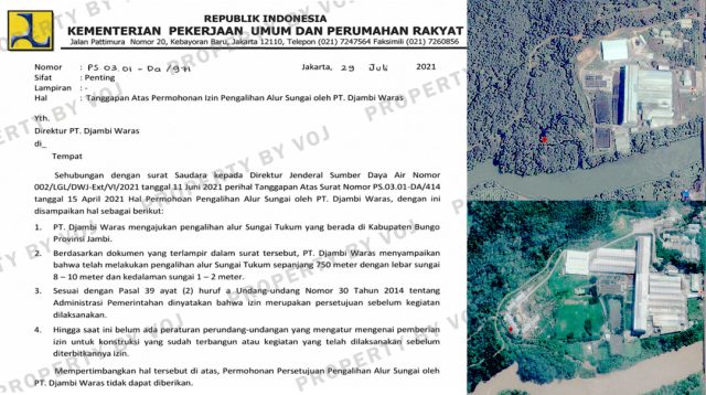 Bukti tidak disetujui pengalihan alur sungai oleh PT Djambi Waras. Doc